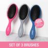 imageConair Detangling Hair Brush Set 3 Pack For Wet Dry and All Hair Types Detangling Brushes for Women in Tartan Red GreenBlue Pink Grey