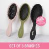 imageConair Detangling Hair Brush Set 3 Pack For Wet Dry and All Hair Types Detangling Brushes for Women in Tartan Red GreenEvergreen Blush Pink Black