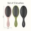 imageConair Detangling Hair Brush Set 3 Pack For Wet Dry and All Hair Types Detangling Brushes for Women in Tartan Red GreenEvergreen Blush Pink Black