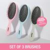 imageConair Detangling Hair Brush Set 3 Pack For Wet Dry and All Hair Types Detangling Brushes for Women in Tartan Red GreenPink  Blue  Silver