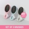 imageConair Detangling Hair Brush Set 3 Pack For Wet Dry and All Hair Types Detangling Brushes for Women in Tartan Red GreenPink  Blue  Silver