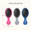 imageConair Detangling Hair Brush Set 3 Pack For Wet Dry and All Hair Types Detangling Brushes for Women in Tartan Red GreenPink  Grey  Blue