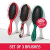 imageConair Detangling Hair Brush Set 3 Pack For Wet Dry and All Hair Types Detangling Brushes for Women in Tartan Red GreenTartan  Red  Green