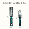 imageConair Grip ampamp Lift Vent Hairbrush 2PK FullSize and MidSize Brush Set Nylon Bristle Hairbrushes for Blowout Styling Value PackTeal