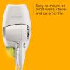 imageConair WallMount Hair Dryer 1600W Blow Dryer with LED Nightlight 2 Heat 2 Speed Settings White1 Count Pack of 1