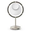 imageConair LEDLighted Fan Makeup Mirror with Spot Magnification Vanity Mirror with Lights and Fan with 3 Settings 63Inch Viewing Area Brushed Satin Nickel Finish