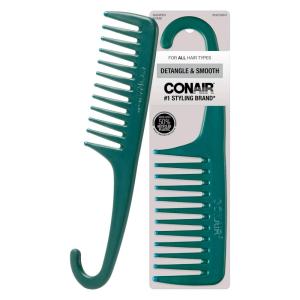 imageCONAIR Detangle ampamp Smooth Shower Comb with Hook  hair comb for men and women  detangling and parting comb  Teal Green