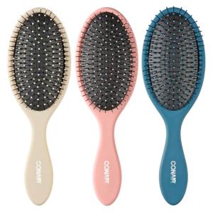 imageConair Detangling Hair Brush Set 3 Pack For Wet Dry and All Hair Types Detangling Brushes for Women in Tartan Red GreenBeige Navy Coral