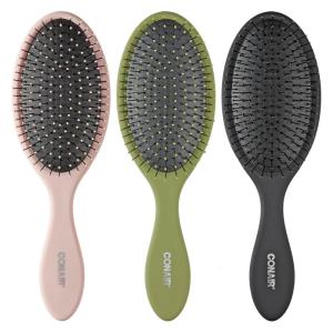 imageConair Detangling Hair Brush Set 3 Pack For Wet Dry and All Hair Types Detangling Brushes for Women in Tartan Red GreenEvergreen Blush Pink Black