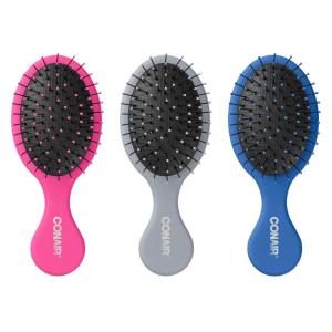 imageConair Detangling Hair Brush Set 3 Pack For Wet Dry and All Hair Types Detangling Brushes for Women in Tartan Red GreenPink  Grey  Blue