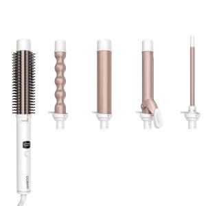 imageConair Double Ceramic MultiAttachment Hair Styler 5in1 Curling Wand Set to Create Curls Waves and Blowouts Ceramic Technology Eliminates Damaging Hot Spots