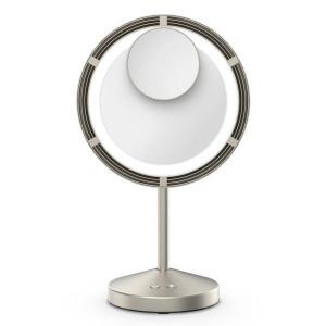 imageConair LEDLighted Fan Makeup Mirror with Spot Magnification Vanity Mirror with Lights and Fan with 3 Settings 63Inch Viewing Area Brushed Satin Nickel Finish