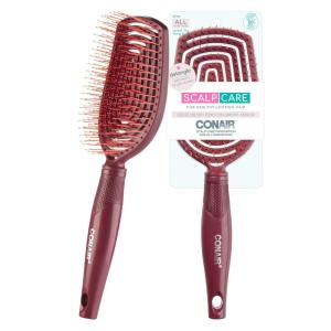 imageConair Scalp Care Detangling hairbrush  Curly Hair Brush  Scalp Massager  hairbrushes for women ampamp men  detangler for all lengths and types  can use wet or dry  Red RushRed