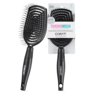 imageConair Scalp Care Detangling hairbrush  Curly Hair Brush  Scalp Massager  hairbrushes for women ampamp men  detangler for all lengths and types  can use wet or dry  Red RushBlack Onyx