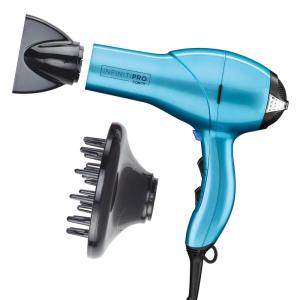 imageINFINITIPRO by CONAIR Hair Dryer with Diffuser Quick Style ampamp Shine Blow Dryer FrizzFree Hair BlueAqua