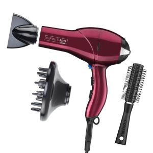 imageINFINITIPRO by CONAIR Hair Dryer with Diffuser Quick Style ampamp Shine Blow Dryer FrizzFree Hair BlueBurgundy With Bonus Brush
