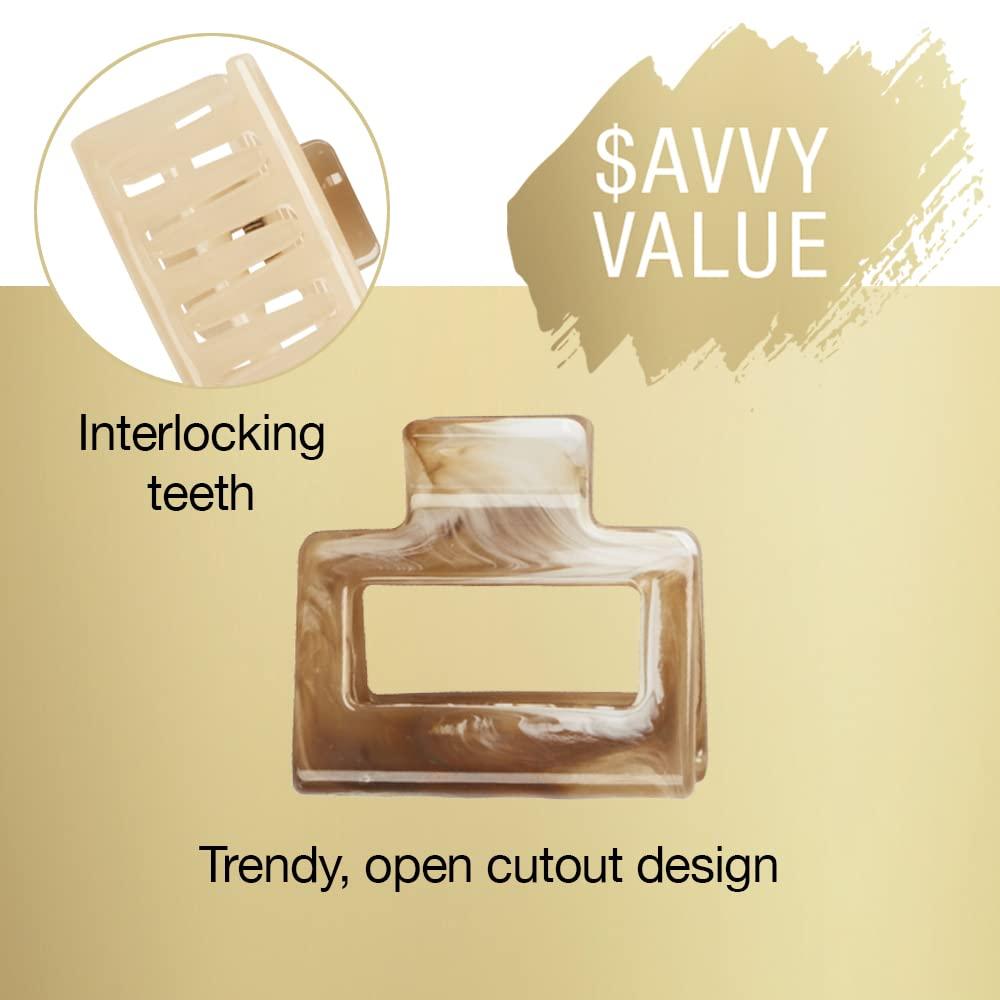 imageScunci by Conair Hair 3inch claw clips  hair accessories for women  Ideal for all hair types  trendy hair accessories  Beige Black Green 3 CountLight Taupe and Blonde