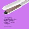 imageConair Double Ceramic Flat Iron 1Inch Flat Iron Hair Straightener Five Heat Settings Extra Long Floating Plates WhiteWhite