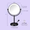 imageConair Lighted Makeup Mirror DoubleSided LED Vanity Mirror with 1X10X Magnification 3 Light Settings 3 Modes 360 Rotation Matte Black FinishMatte Black