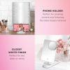 imageConair Lighted Makeup Mirror LED Vanity Mirror 1X10X Magnifying Mirror with Phone Holder Battery Operated in Glossy WhiteWhite With Phone Holder