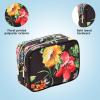 imageConair Makeup Bag  Travel Toiletry Bag  Cosmetic Bag  Toiletry Bag for Women  Double Zip Organizer  Tropical PrintBlack Floral