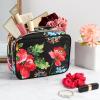 imageConair Makeup Bag  Travel Toiletry Bag  Cosmetic Bag  Toiletry Bag for Women  Double Zip Organizer  Tropical PrintBlack Floral