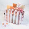 imageConair Makeup Bag  Travel Toiletry Bag  Cosmetic Bag  Toiletry Bag for Women  Double Zip Organizer  Tropical PrintPink  White Stripe