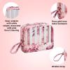 imageConair Makeup Bag Cosmetic Bag  Great for Makeup Brushes or Cosmetics Perfect Size for Purse or CarryOn 3 Piece Set in Pink Floral PrintWhite Stripes  Pink Floral