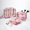 imageConair Makeup Bag Cosmetic Bag  Great for Makeup Brushes or Cosmetics Perfect Size for Purse or CarryOn 3 Piece Set in Pink Floral PrintWhite Stripes  Pink Floral
