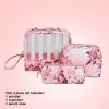 imageConair Makeup Bag Cosmetic Bag  Great for Makeup Brushes or Cosmetics Perfect Size for Purse or CarryOn 3 Piece Set in Pink Floral PrintWhite Stripes  Pink Floral