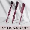 imageConair Slick Back Tail Comb Set 3Pack with Fine Tooth Tail Comb Edge Brush and Smoothing Brush for Teasing Parting and Smoothing Sleek Hair Styles Control Hair Flyaways