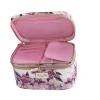 imageConair Travel Makeup Bag Large Toiletry and Cosmetic Bag Perfect Size for Use At Home or Travel Train Case Shape in Pink Floral Print
