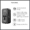 imageConair Universal Travel Adapter  AllinOne European and Worldwide Travel Plug Adapter with Surge Protection  Includes Charging Cable and USB C Port