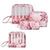 imageConair Makeup Bag Cosmetic Bag  Great for Makeup Brushes or Cosmetics Perfect Size for Purse or CarryOn 3 Piece Set in Pink Floral PrintWhite Stripes  Pink Floral