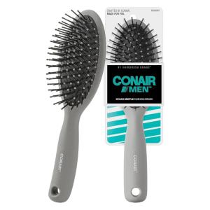 imageCONAIR Men Hair Brush Mens Detangler Brush for Everyday Brushing and All Hair Types Flexible Cushion Base with BallTipped Bristles Wont Snag or Pull BlackSlate Grey
