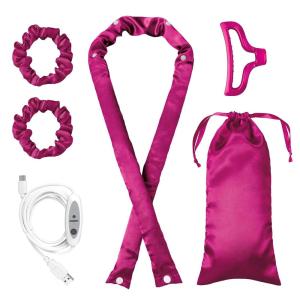 imageConair 2in1 Heat ampamp Heatless Hair Curler  HeatHeatless Curling Set Includes Satin Curling Ribbon Claw Clip 2 Scrunchies USB Cord and Satin Pouch