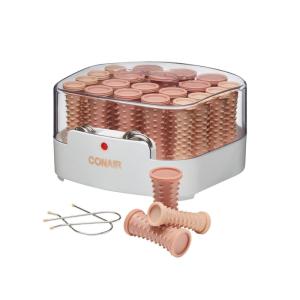 imageConair Double Ceramic Hot Rollers for Long Medium and All Hair  Hair Curler  Hair Roller Clips Included  12 inch 34 inch and 1 inch RollersTan