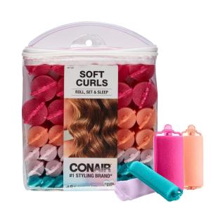 imageConair Foam Hair Rollers  Heatless Curlers  Heatless Curls Foam Rollers  Black ampamp Gray  Assorted Sizes  48 Count wstorage caseAssorted Colors