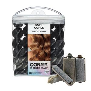 imageConair Foam Hair Rollers  Heatless Curlers  Heatless Curls Foam Rollers  Black ampamp Gray  Assorted Sizes  48 Count wstorage caseBlack  Gray
