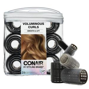 imageConair Heatless Curlers 31 Count  Heatless Curls Overnight Assorted Sizes  Self Grip Hair Rollers  Hair Styling Tools  Black ampamp Gray  wStorage CaseBlack  Grey