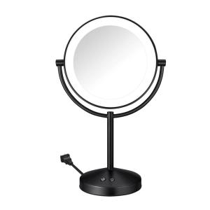 imageConair Lighted Makeup Mirror DoubleSided LED Vanity Mirror with 1X10X Magnification 3 Light Settings 3 Modes 360 Rotation Matte Black FinishMatte Black
