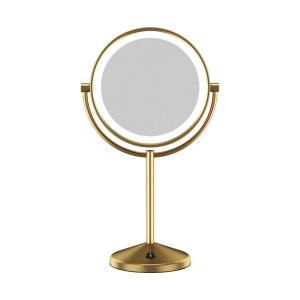 imageConair Lighted Makeup Mirror LED Vanity Mirror 1X10X Magnifying Mirror Double Sided Battery Operated in Brushed Brass