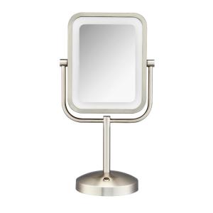 imageConair Lighted Makeup Mirror LED Vanity Mirror 1X10X Magnifying Mirror Double Sided Battery Operated in Rose GoldBrushed Nickel 1X8X Magnification