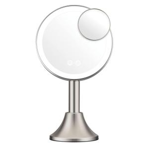 imageConair Lighted Makeup Mirror LED Vanity Mirror 1X5X Magnifying Mirror with Adjustable Telescoping Corded in Brushed NickelHandheld Vanity Mirror with Removal Base