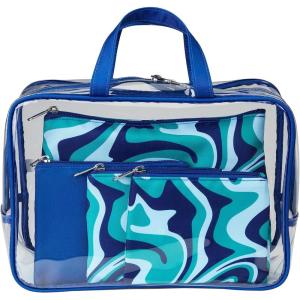 imageConair Makeup Bag  Travel Toiletry Bag  Cosmetic Bag  Toiletry Bag for Women  Double Zip Organizer  Tropical PrintBlue Swirl