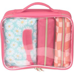 imageConair Makeup Bag  Travel Toiletry Bag  Cosmetic Bag  Toiletry Bag for Women  Double Zip Organizer  Tropical PrintPink  Daisy Print