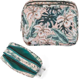 imageConair Makeup Bag  Travel Toiletry Bag  Cosmetic Bag  Toiletry Bag for Women  Double Zip Organizer  Tropical PrintTropical