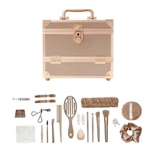 imageConair Makeup Beauty Case  Cosmetic Case with Expandable Shelves and Locking Latch  Professional makeup case  Silver Diamond  London SOHO New York by ConairBronze