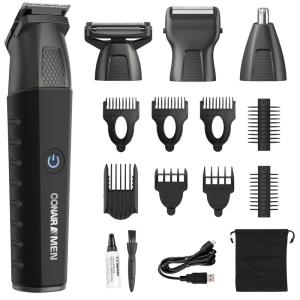 imageConair Men AllinOne Trimmer for Men  Nose Hair Beard Mustache Body Hair Trimmer  19 Piece Mens Grooming Kit for Manscaping Showerproof  RechargeableBlack