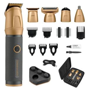 imageConair Men AllinOne Trimmer for Men  Nose Hair Beard Mustache Body Hair Trimmer  19 Piece Mens Grooming Kit for Manscaping Showerproof  RechargeableGrey